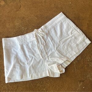 White Linen Flax Tie-Front Shorts Glassons 12 Medium Low Rise